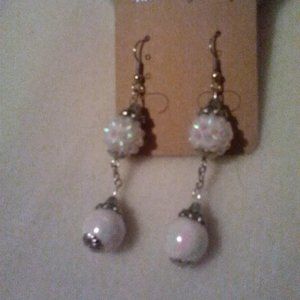 Women's Handmade White Resin and Swirly Earrings